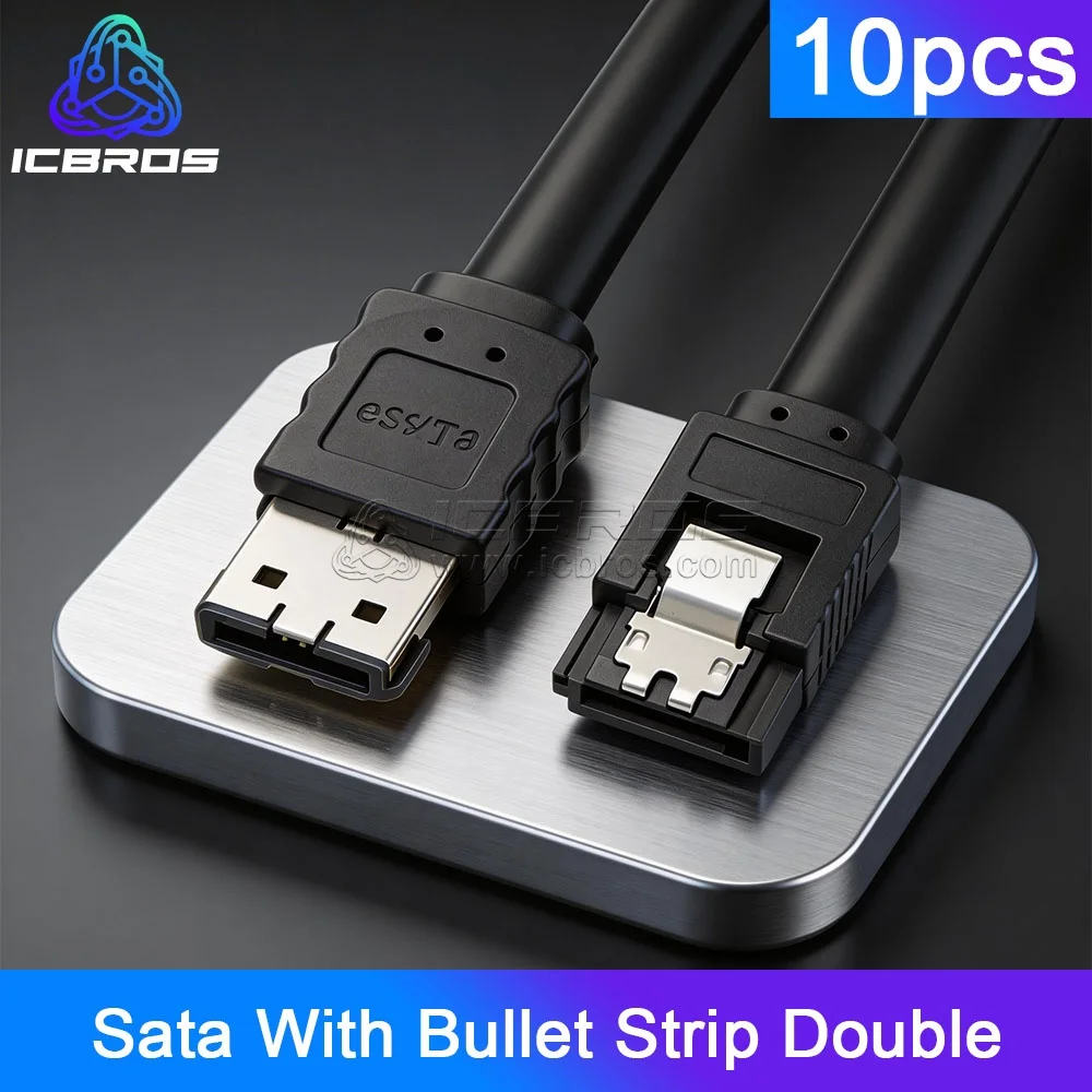 10pcs To Sata With Bullet Strip Double Shielded External Hard Drive. Esata Data Connection Cable All Copper 50Cm