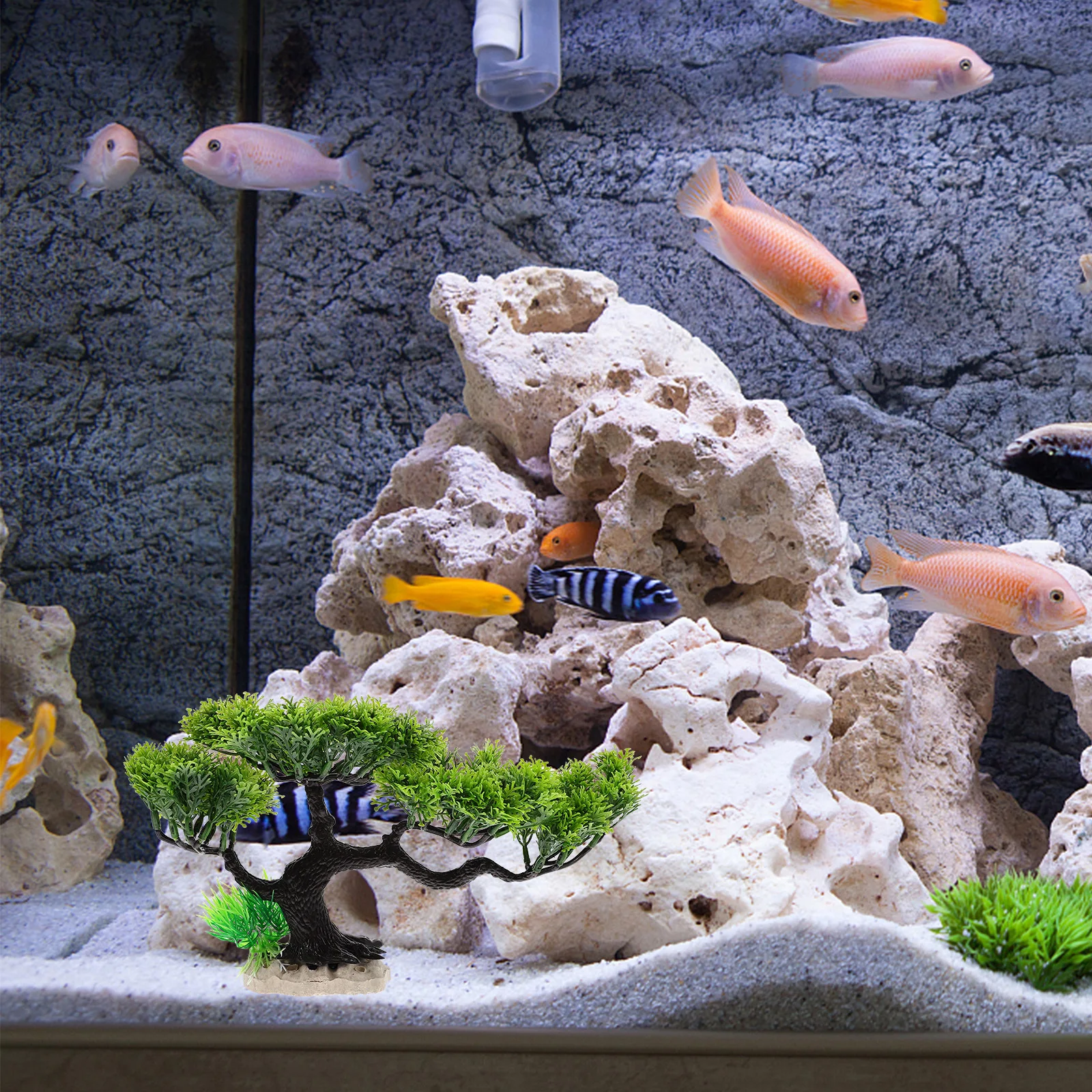 

Realistic Pine Tree Aquarium Decoration Ornament Bonsai DIY Accessory Lifelike Durable Easy Clean Salt Water Fish Tank