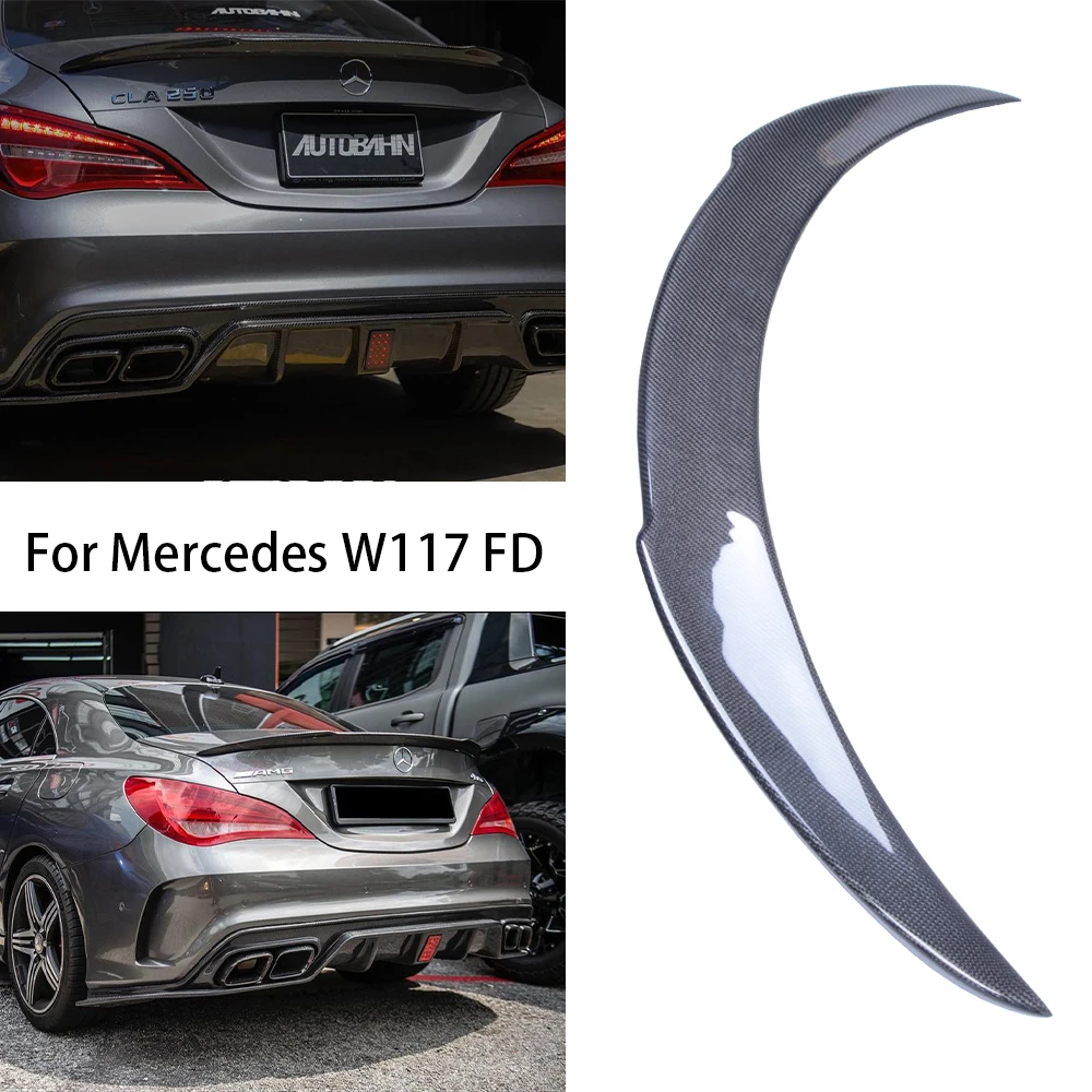 

For Mercedes-Benz CLA W117 C117 FD Style Carbon Fiber Rear Spoiler Trunk Wing 2013-2019