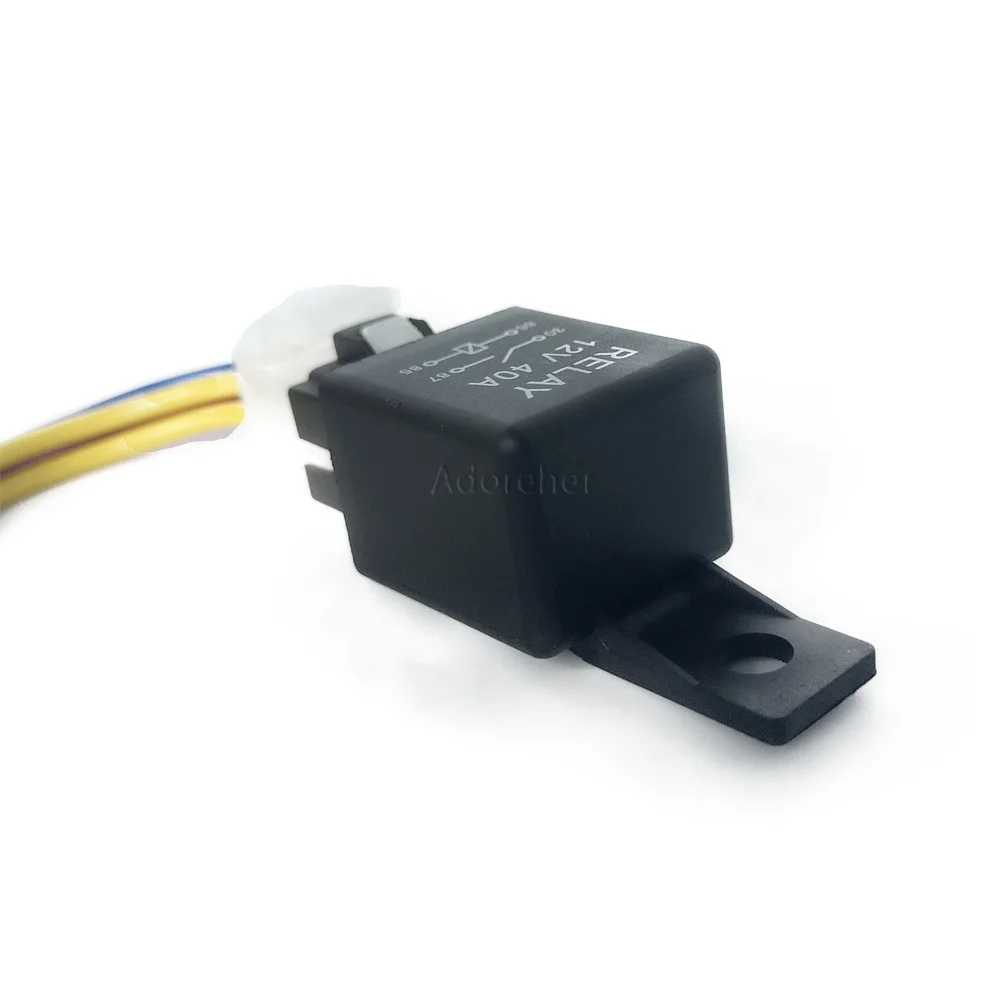 1PC 12V 40A Car Automotive Relay 4 Pins SPST Alarm Relay with Relay Socket With Wire Accessories