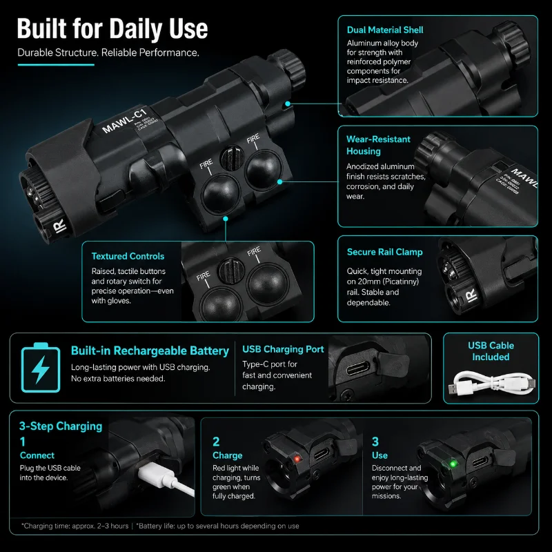MAWL-C1 Collectible Model Position Indicator Strobe Flash Green Marker Light Built-in Battery Rail Modification Parts