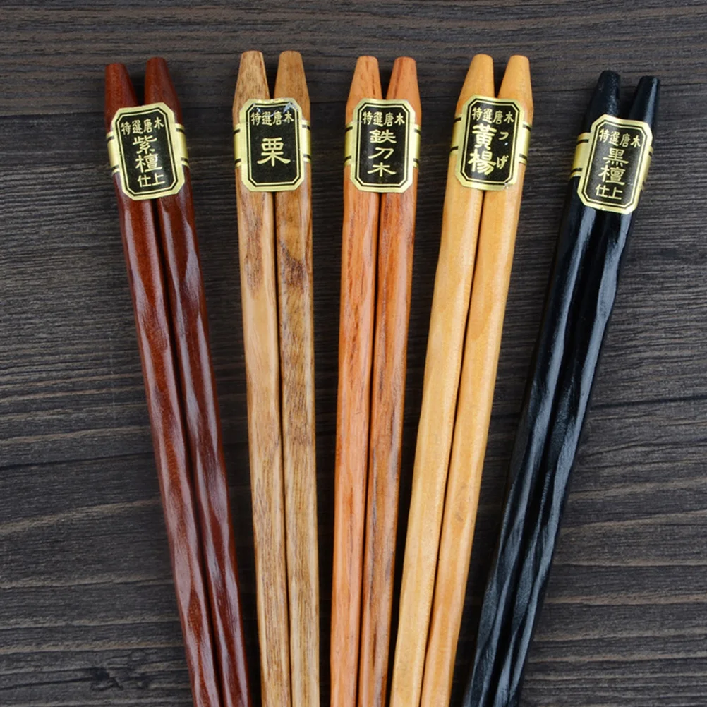 

5Pairs Reusable Wooden Chopsticks Japanese Style Natural Color Chopstick Set Gift Case Eco Friendly Dining Chopsticks
