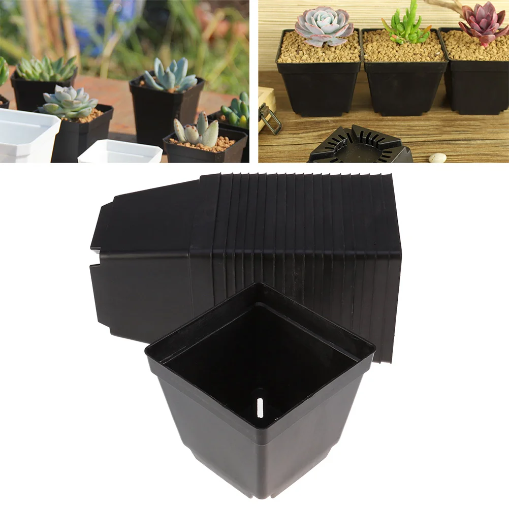 

30pcs Square Flower Pot Plastic Flowerpot Excellent Craftsmanship Garden Decor Balcony Coffee Shop Office