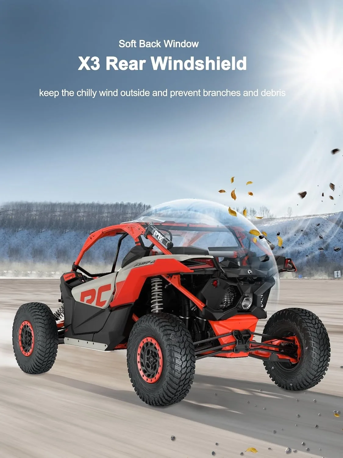 UTV Accessories PVC Back Window Rear Soft Windshield for Can Am Maverick X3 For Can-Am X3 & X3 Max XRS XDS Turbo RR
