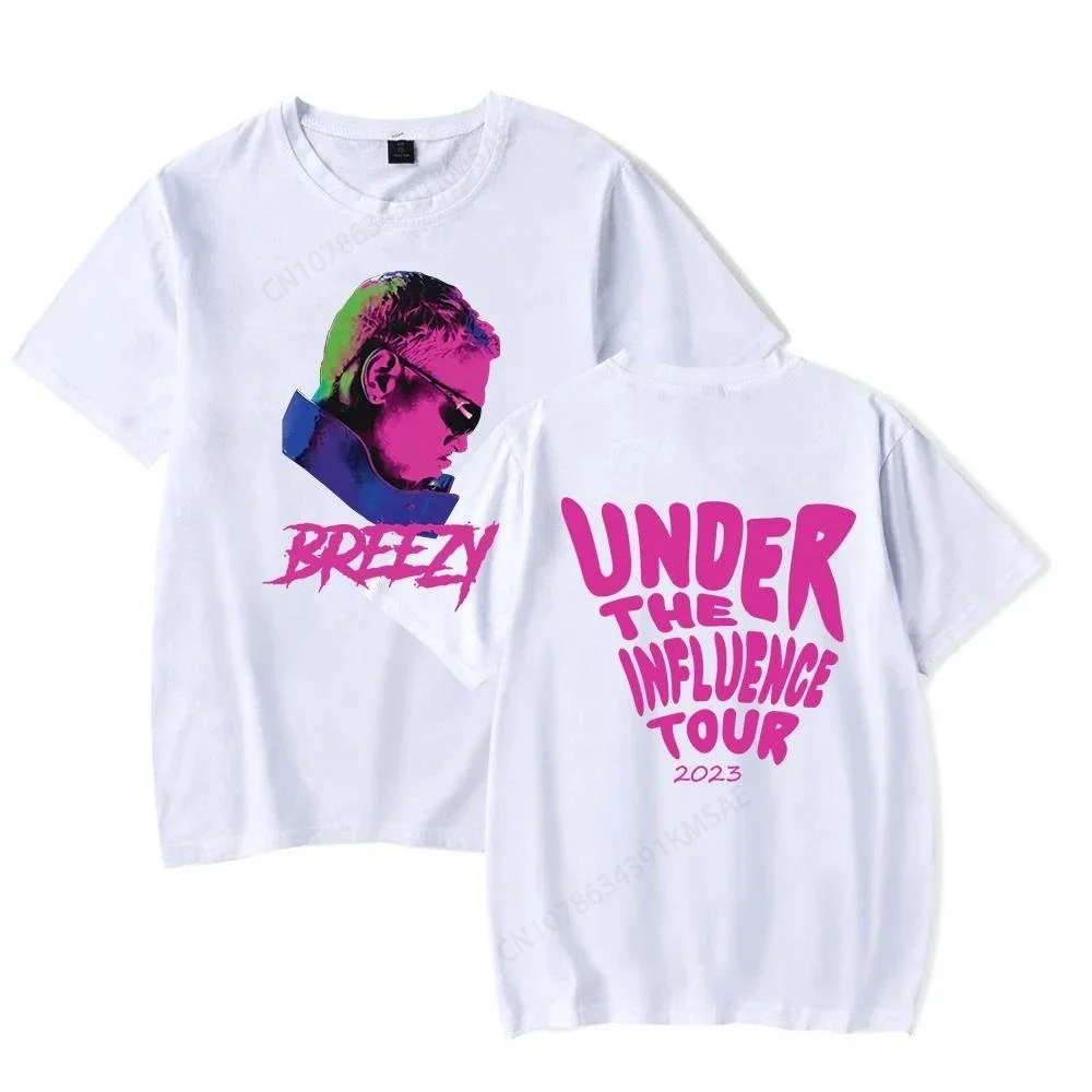 Chris Brown Under The Influence Tour Breezy T-shirt Crewneck Short Sleeve Tee Women Men's Tshirt Hip Hop Clothes