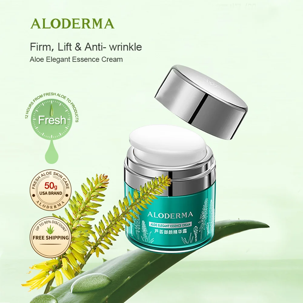 ALODERMA naturalny aloes elegancki krem esencjonalny, ujędrniający krem przeciw zmarszczkom nawilżający aloes 50g, nawilża zmniejsza drobne