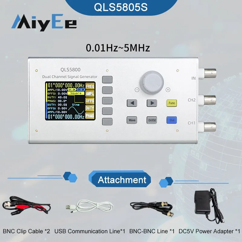 

MiYee 0-50MHz Dual-Channel Equal-precision Output Arbitrary Wave Signal Generator with 2.4-inch LCD