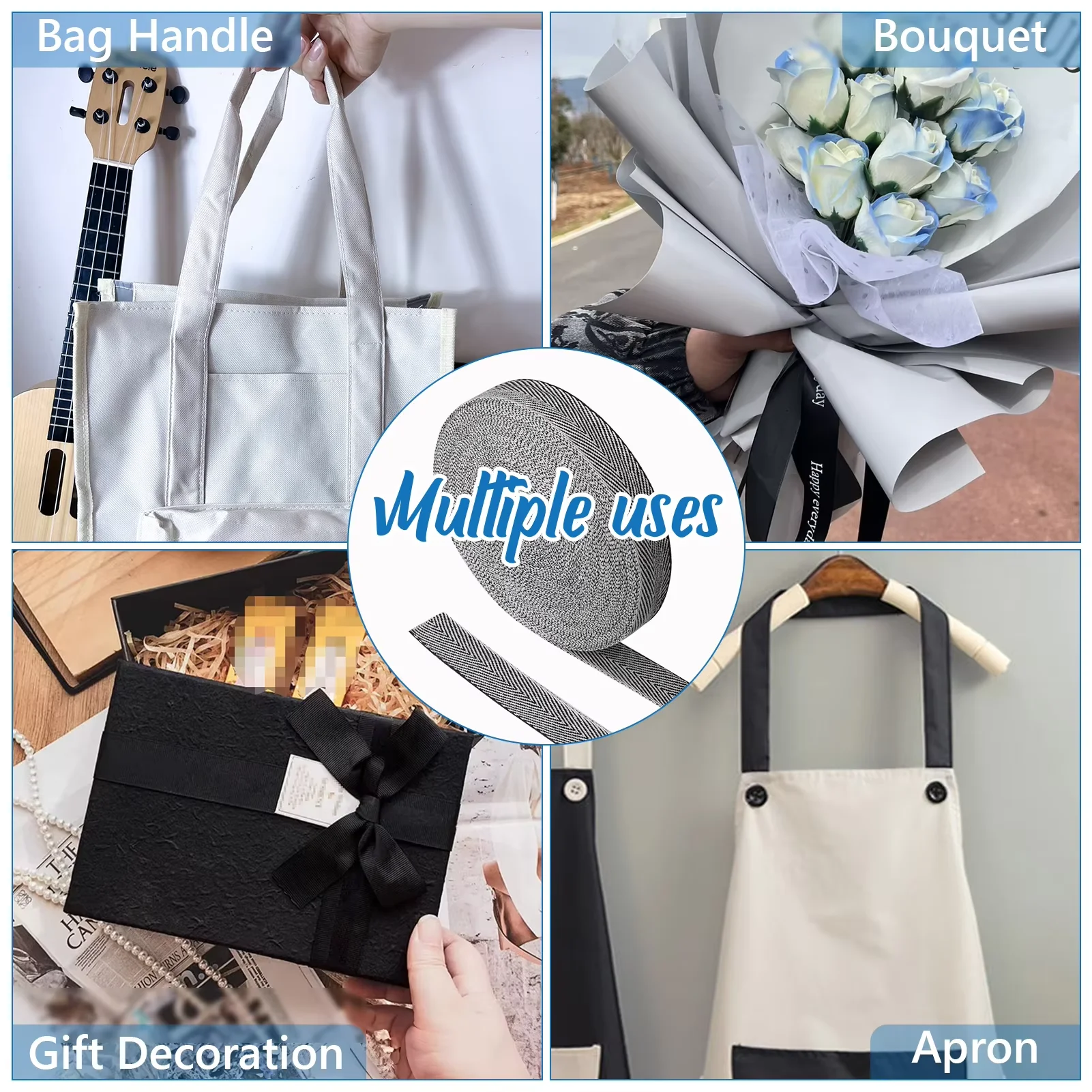 50m*4cm Anti-slip tape roll Washable Cotton Rug Seam Ribbon Webbing Carpet Binding Trim Twill for DIY Craft Sewing