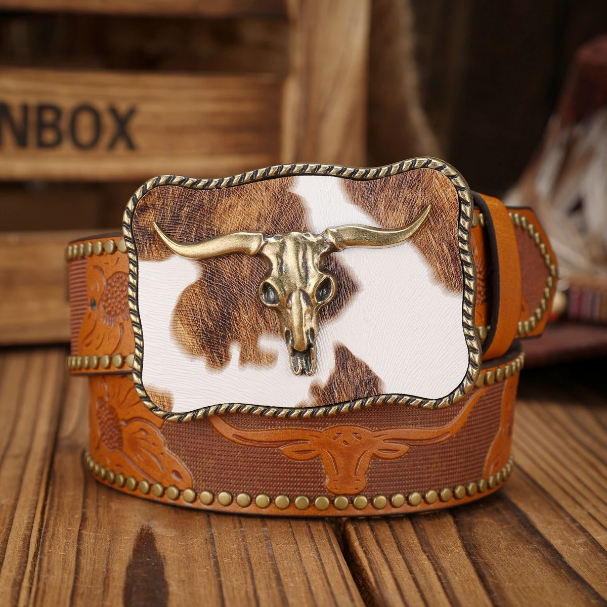 حزام PU على الطراز الغربي مع إبزيم مناسب لكل من الرجال والنساء، كاجوال ورجعي، مثالي للنزهات اليومية #3