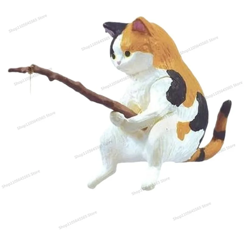 For Car Ornament Cat Fishing Healing Series Center Console Screen Rearview Mirror Creative Cute Interior Accessories