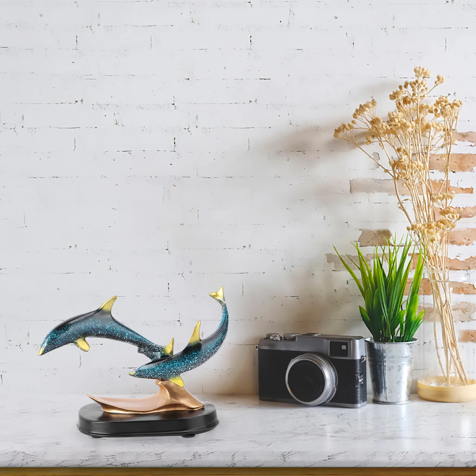 

1Pcs Premium Resin Dolphin Ornament Lovely Desktop Craft for Office Room Decor Home Interior Decoration Unique Resin Decor Item