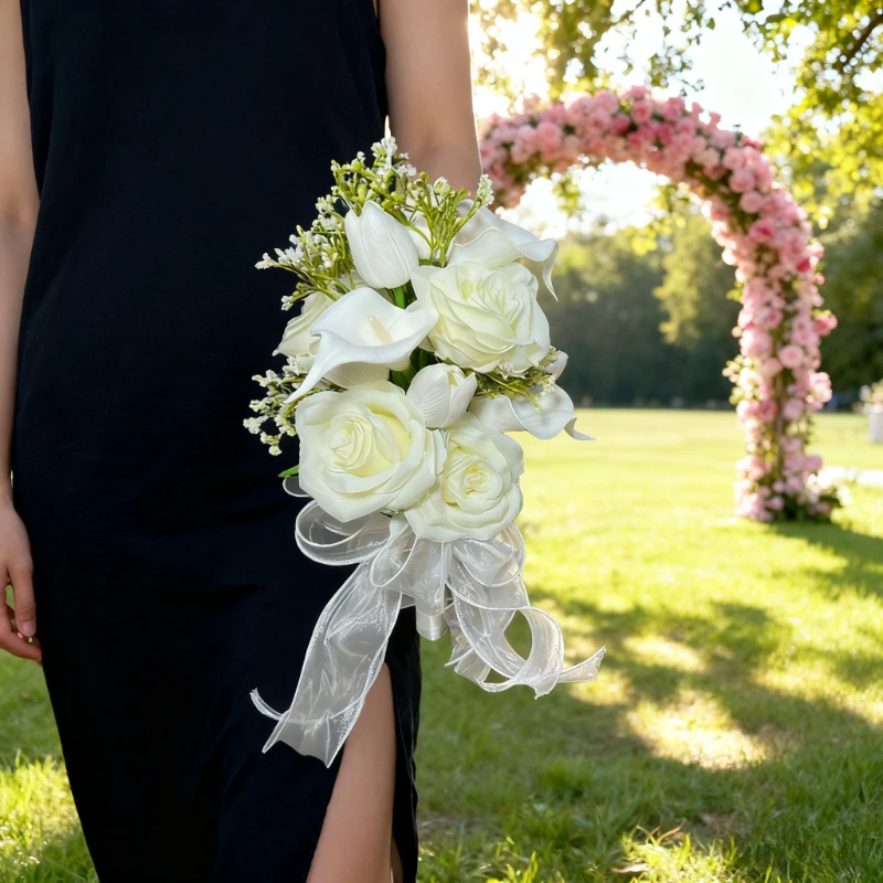 

Невеста держит цветок, белая калла, имитация цветка, реквизит для фотосессии, букет для свадебной фотографии, свадебный подарок на день Святого Валентина