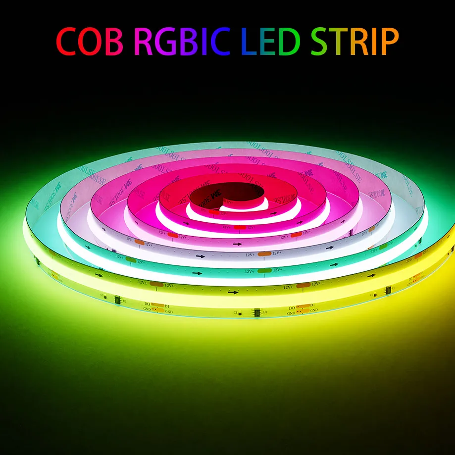 WS2811 720Leds/M RGBIC COB LED Strip Addressable Dream Color 12mm PCB WS2812B WS2812 High Density Flexible Light RA90 DC12/24V