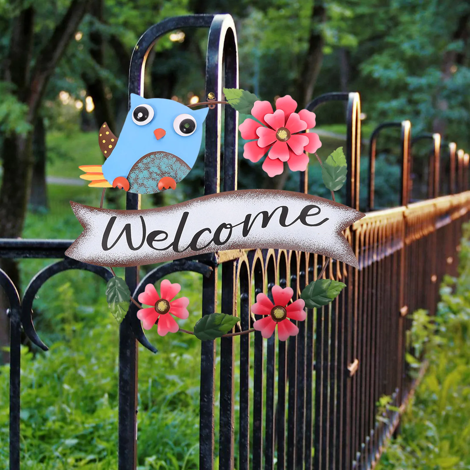 

1Pcs Owl Wall Hanging Sign Beautiful Decorative Welcome Owl Wall Art for Garden Decor