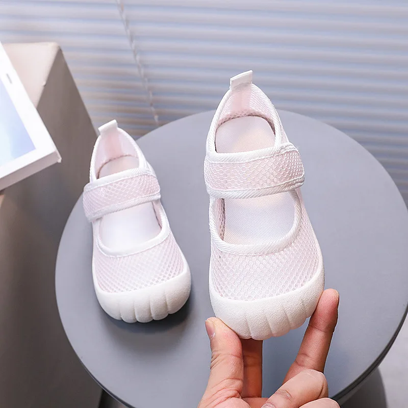 Summer Solid Baby Boys Girls Casual Shoes Mesh Breathable Sport Shoes For Children Hook Loop Soft Bottom Toddler Kids Sneakers