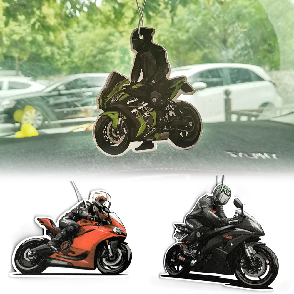 

Newest Car Air Freshener Hanging Auto Rearview Mirror Perfume JDM Racing Motorcycle Style Solid Paper Interior Accessorie