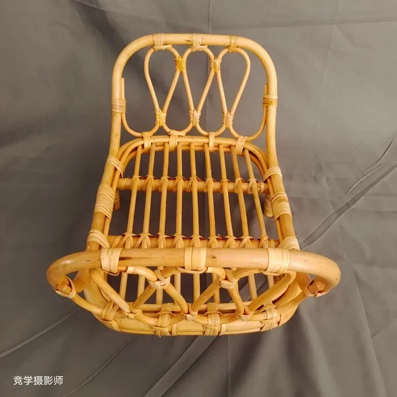 Newborn Baby Photo Posing Props Retro Rattan Woven Bed Basket Unisex Furniture Studio Background for Baby Girl and Boy Shoots view 3