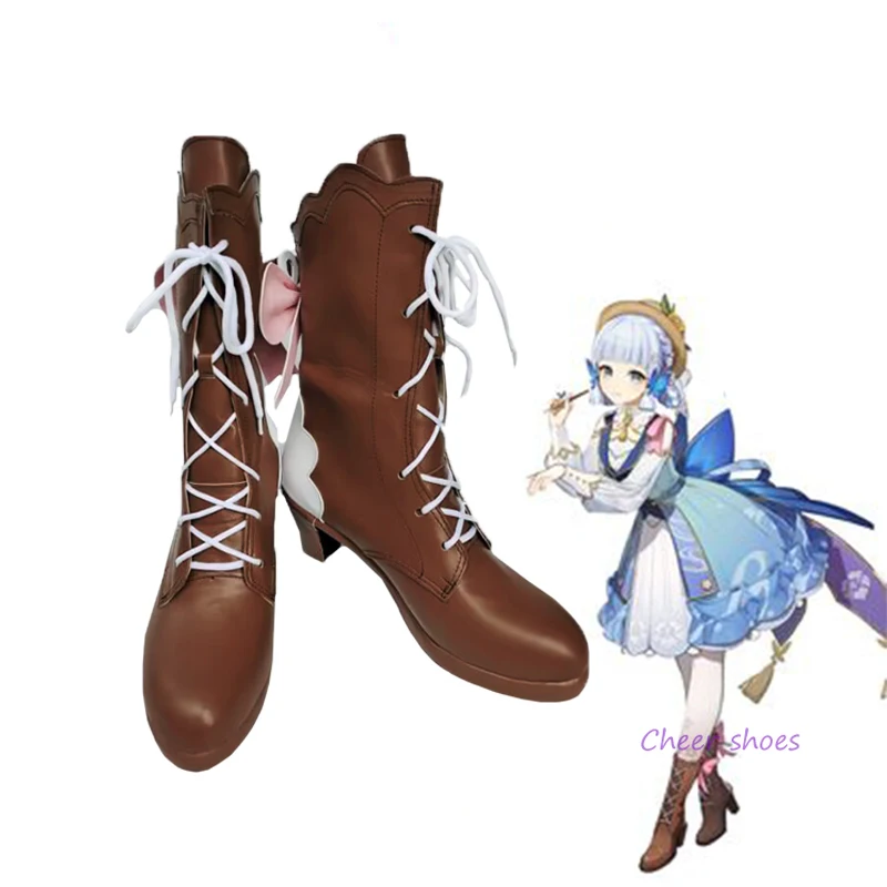 Genshinimpact Kamisato Ayaka Cosplay Sapatos para Mulheres, Comic Halloween Anime Boots, Sapatos de Carnaval, Jogo