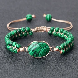 Fashion Green Malachite Bracelets Bangles For Women Men Natural Stone Charm Bracelet Buddhist beads Bracelet Energy Yoga Jewelry