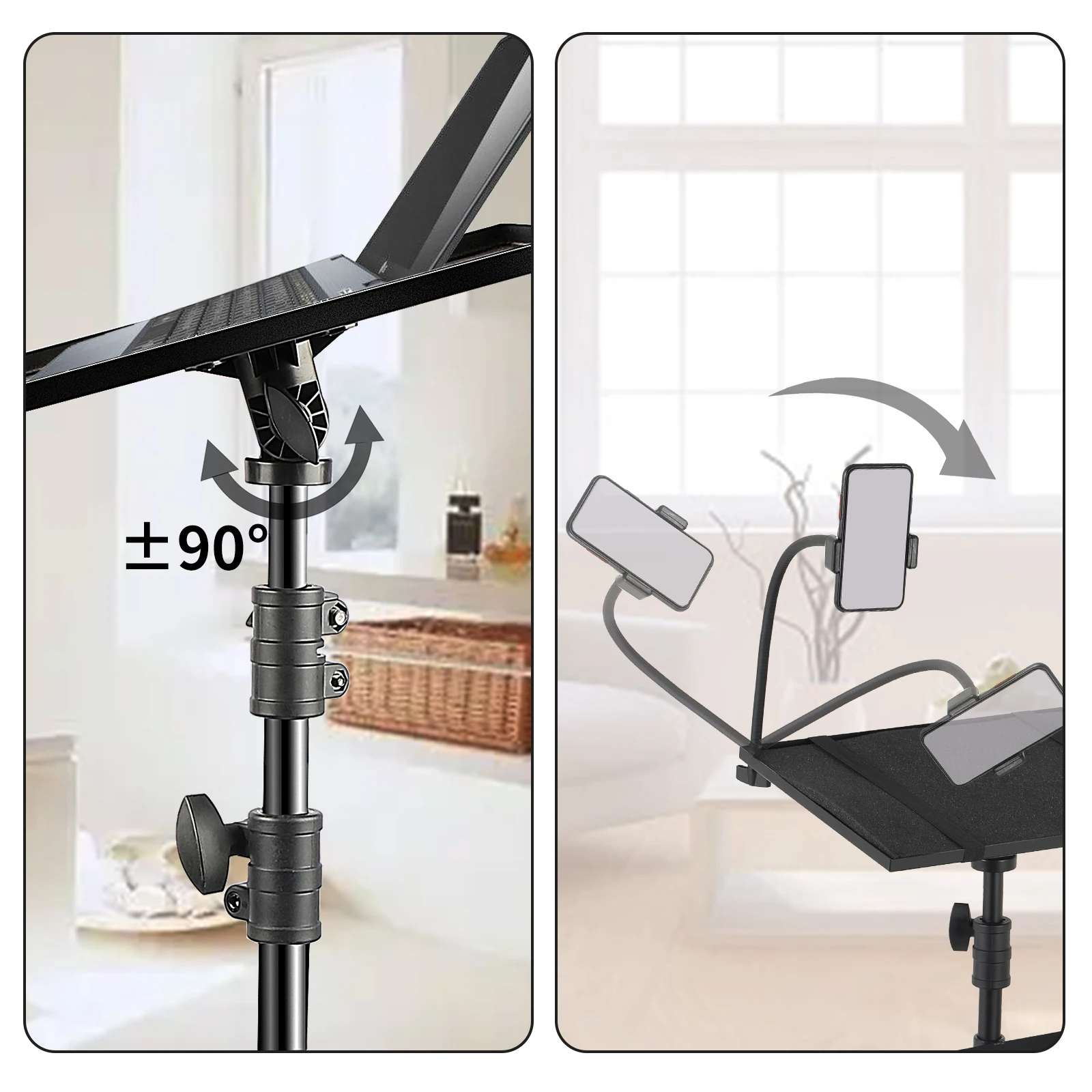 SH 90cm Projector Tripod Stand Laptop Tripod Adjustable 18-40 inch Height Standing Desk Outdoor Computer Desk Stand for Studio