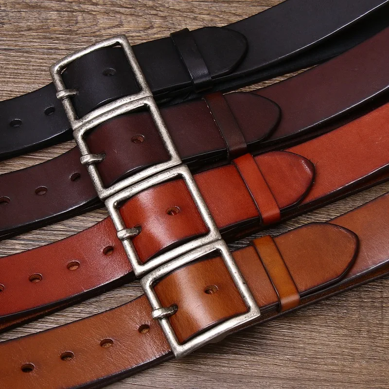 4.3CM Thickening Men High Quality Genuine Leather Belt Designer Pin Buckle Belts Pure Cowskin Vintage Strap Male Jeans for Man