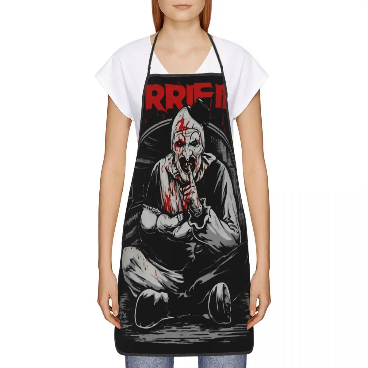 Unisex Horror Halloween Movie Terrifier Clown Bib Apron Adult Women Men Chef Tablier Cuisine for Cooking Kitchen Baking