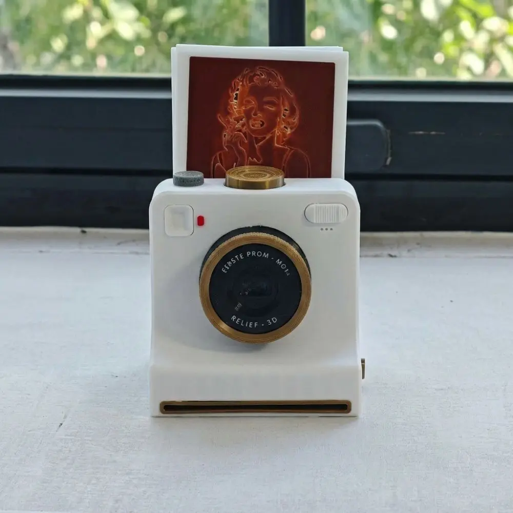 Funny 3D Printed Latte Camera Replaceable Cards Vintage Look DIY Latte Art Camera Tool Included Stencils Plastic