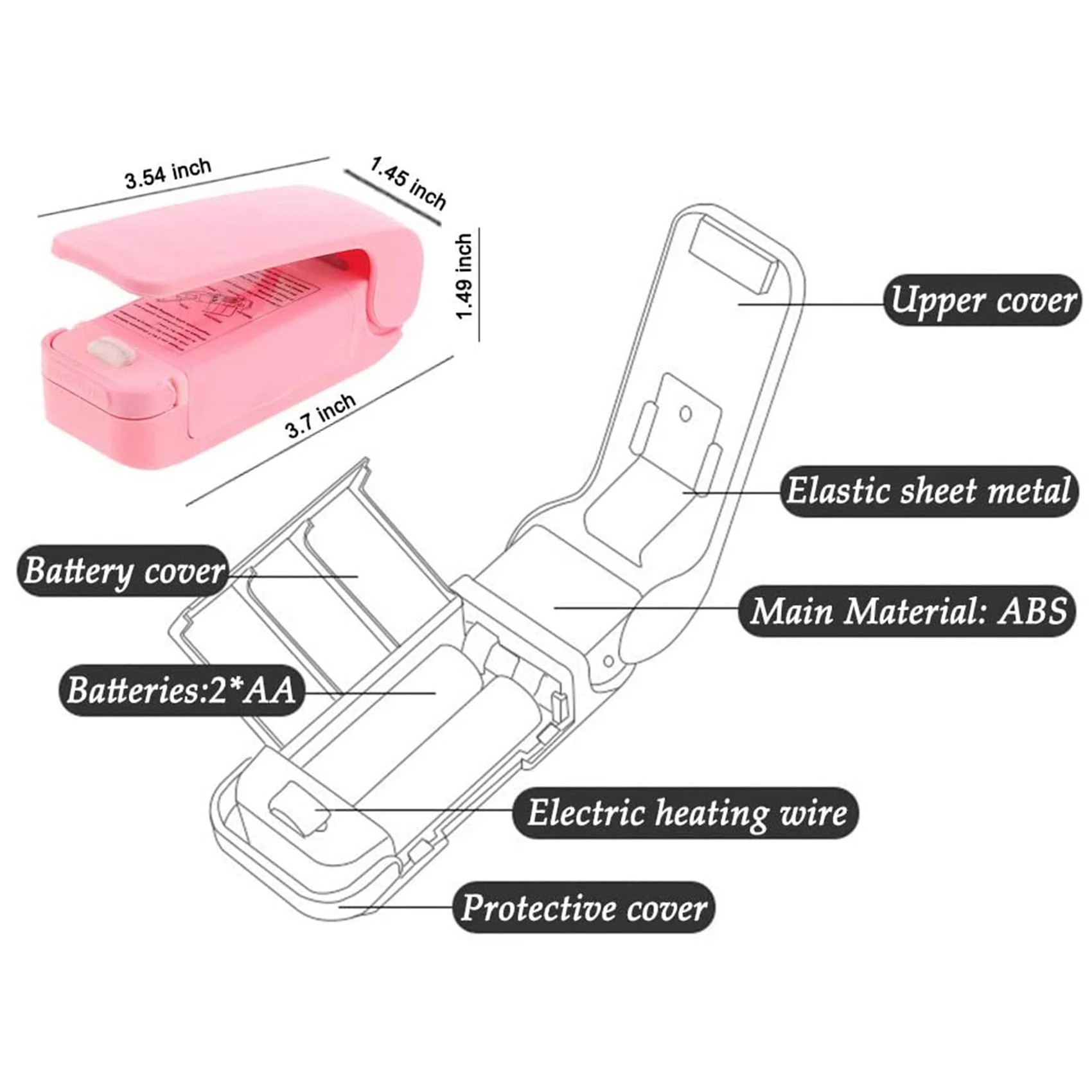 Mini máquina de sellado portátil para el hogar, máquina de sellado de bolsas de plástico, máquina de sellado térmico piezoeléctrica de mano para aperitivos