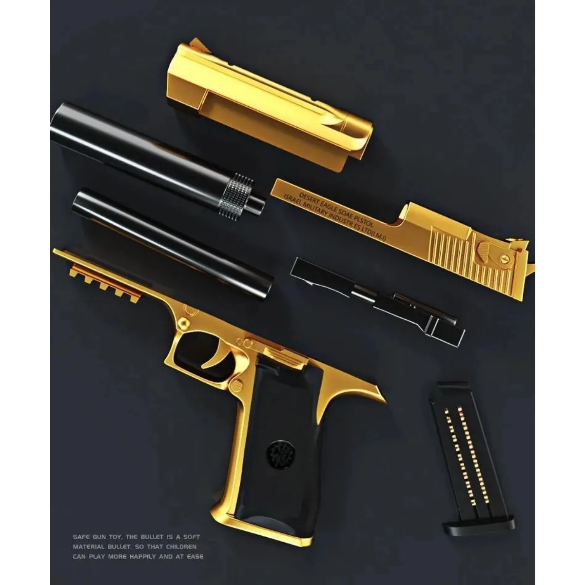 Pistola de juguete con águila del desierto, pistola de eyección de maletero, bala de espuma suave, arma CS para exteriores para juego de disparos, regalo de cumpleaños y Halloween