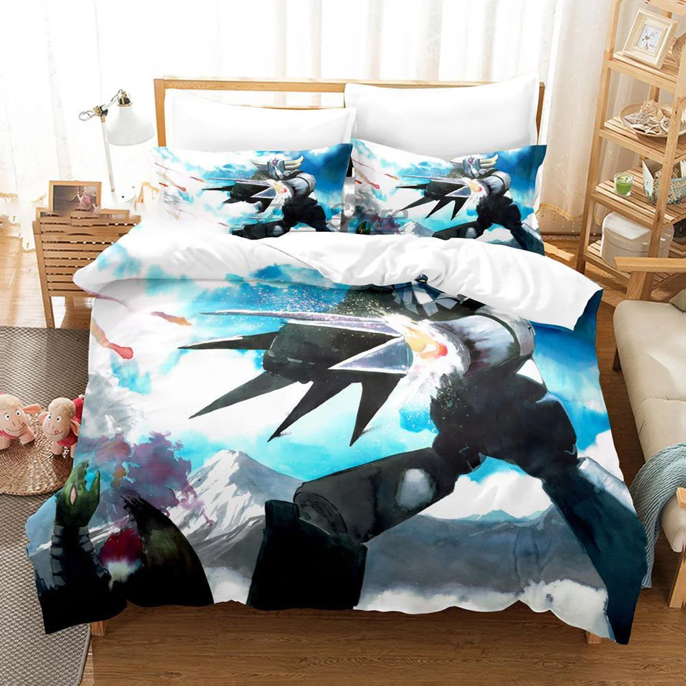 Set biancheria da letto Goldorak Copripiumino Grendizer stampato in 3D 3 pezzi Copripiumino doppio matrimoniale completo Queen King per bambini