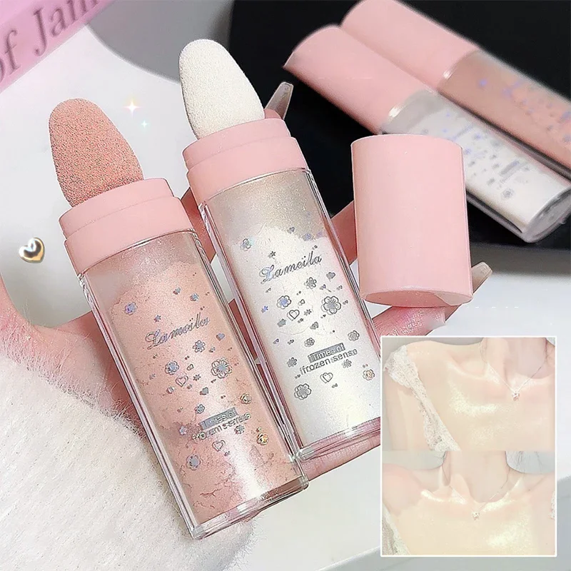 Lameila 3-Farben-Glitzerpulver, Körper-Highlighter, Make-up, Körper, hellt natürliche Konturierung auf, Gesichtsrouge, Highlight-Patting-Puder