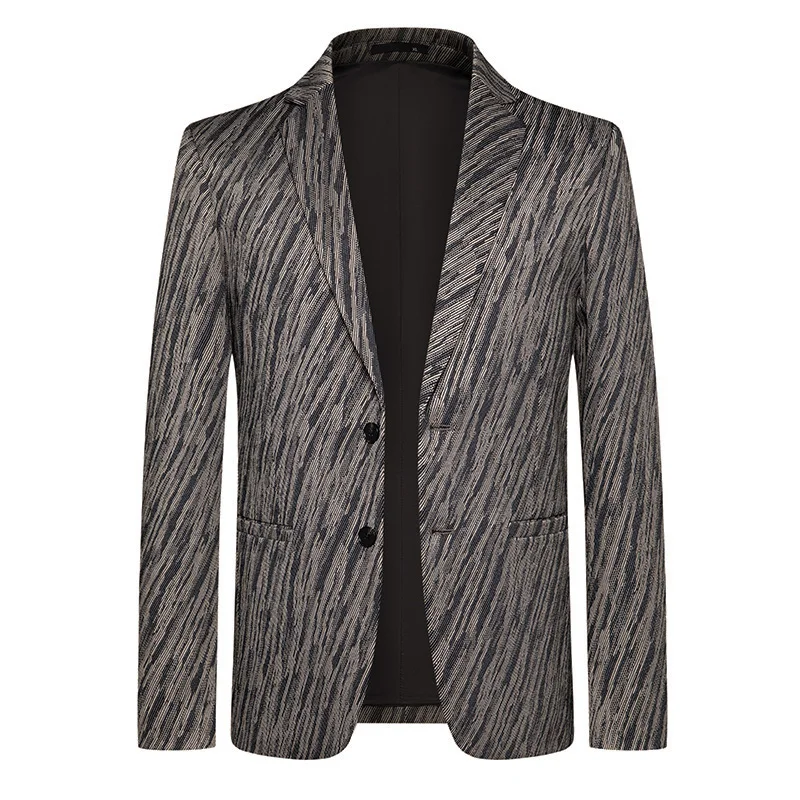 

Blazer New Fashionable and Slimming Middle-aged Business Casual Striped Wedding Banquet Host Men Outdoor Performance Blazer