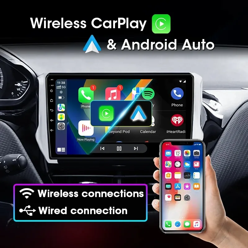 Radio con Pantalla Android 14 para Automóvil Peugeot 2008 208 2012-2018, Carplay Inalámbrico, Auto BT, 4G, WIFI, GPS, RDS, FM, Autoradio Multimedia