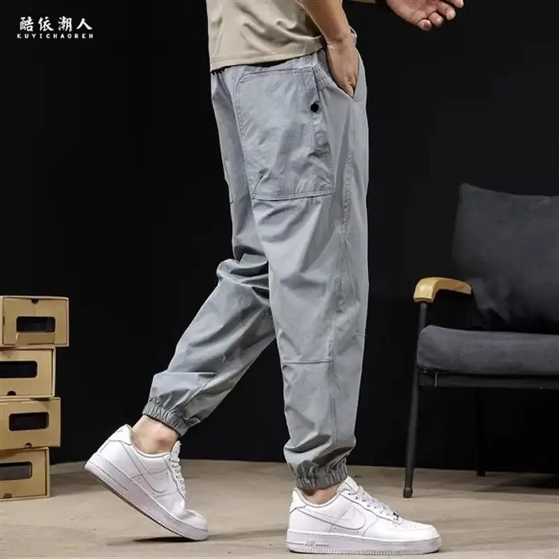 

Мужские повседневные брюки из ледяного шелка Qui Dry, тонкие, на весну-лето, фасон «Харлан» с манжетами, большие размеры, летние брюки, модные, универсальные, для работы