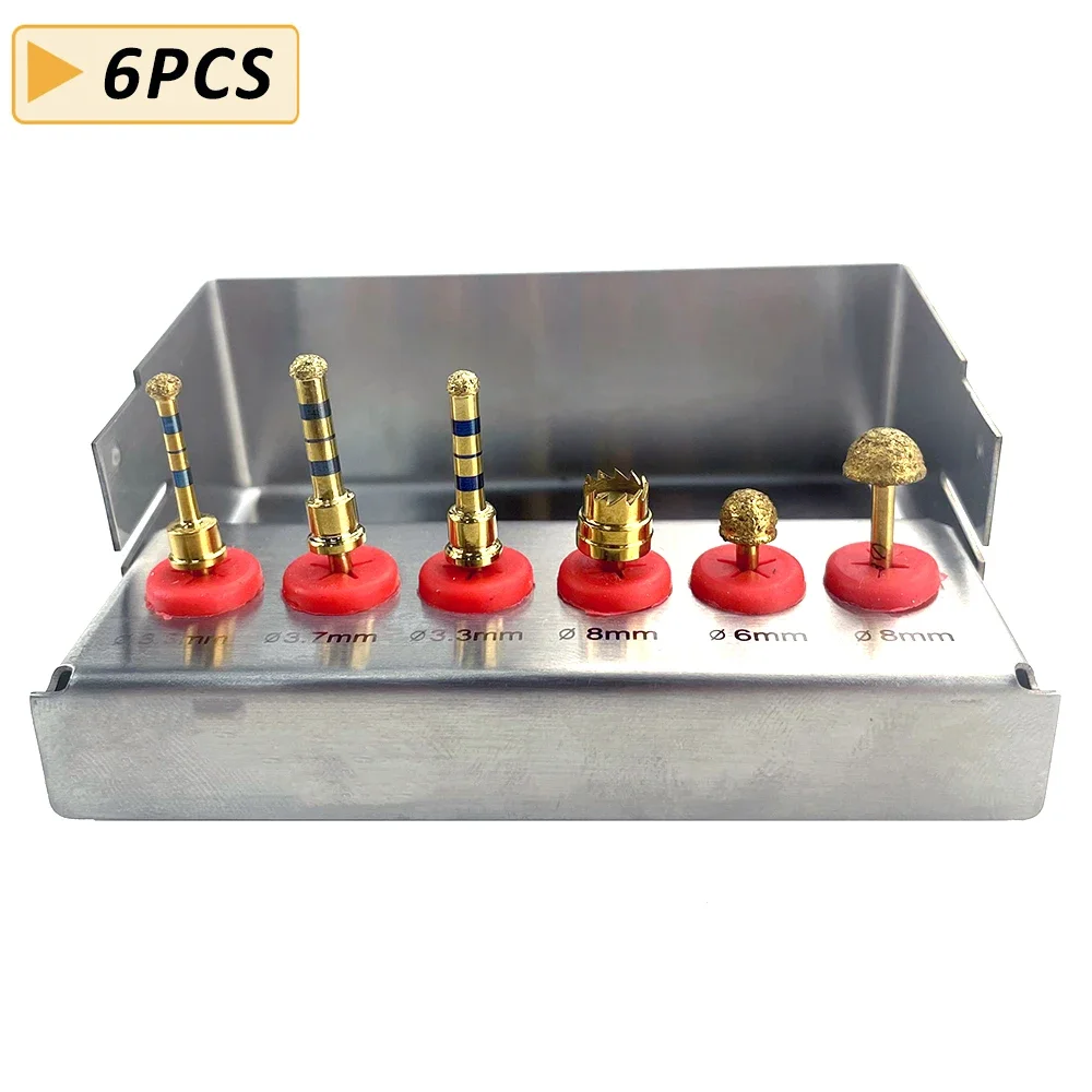 

6 шт./компл., комплект сверл для подъема зубов для зубных имплантатов, боковая развертка с алмазным покрытием, сверла для костей, инструменты для зубных имплантатов