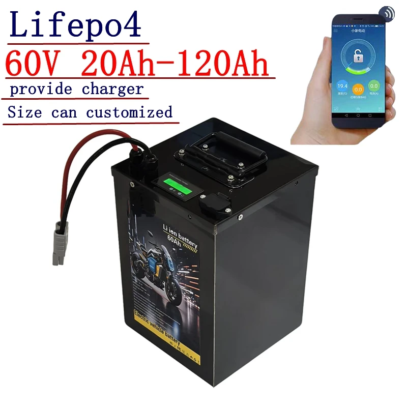 

100Ah 60Ah 80Ah 30Ah 120Ah lifepo4 Литиевая батарея с Bluetooth APP BMS для скутера, лодки, инверторная тележка для гольфа + зарядное устройство