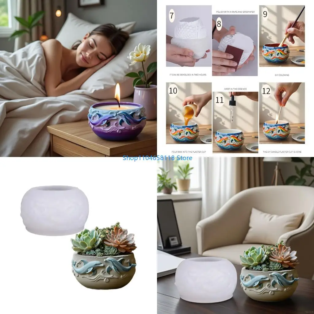 

Flowerpot Mould Silicone Dolphin Planter Mold for Crafting Resin Jewelry Decorative Planters Multiple Crafting Materials