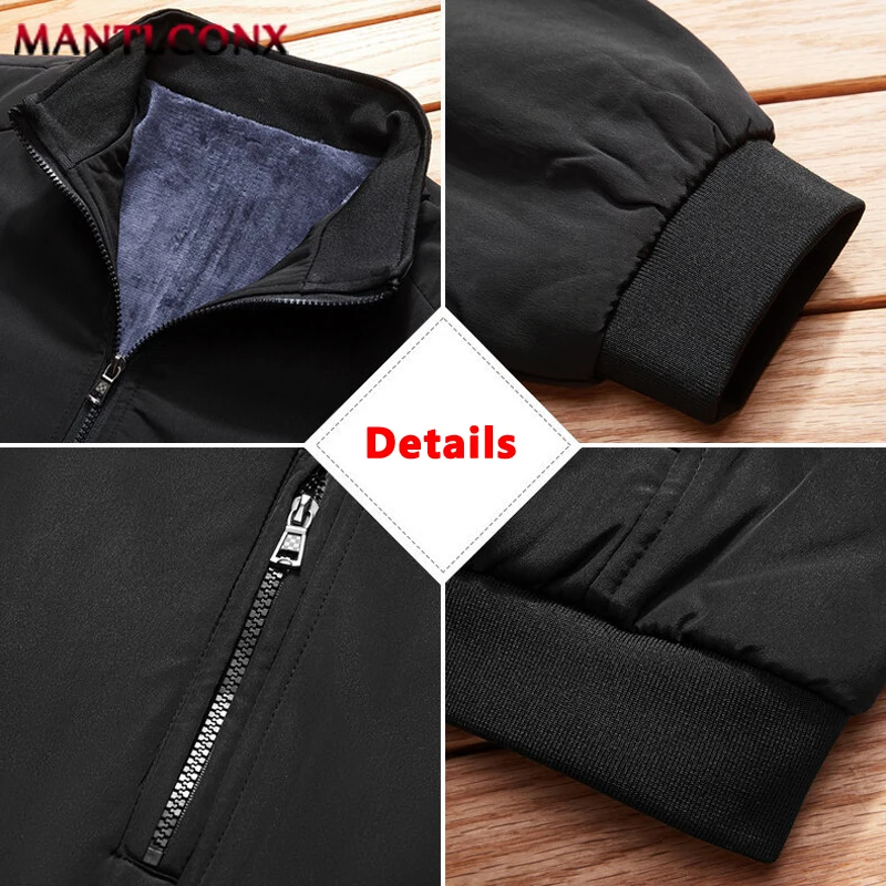 Autumn Winter Thicken Warm Men\'s Winter Jackets Casual Zipper Up Fleece Lining Jacket Men\'s Winter Coats Thermal Black Parka Man