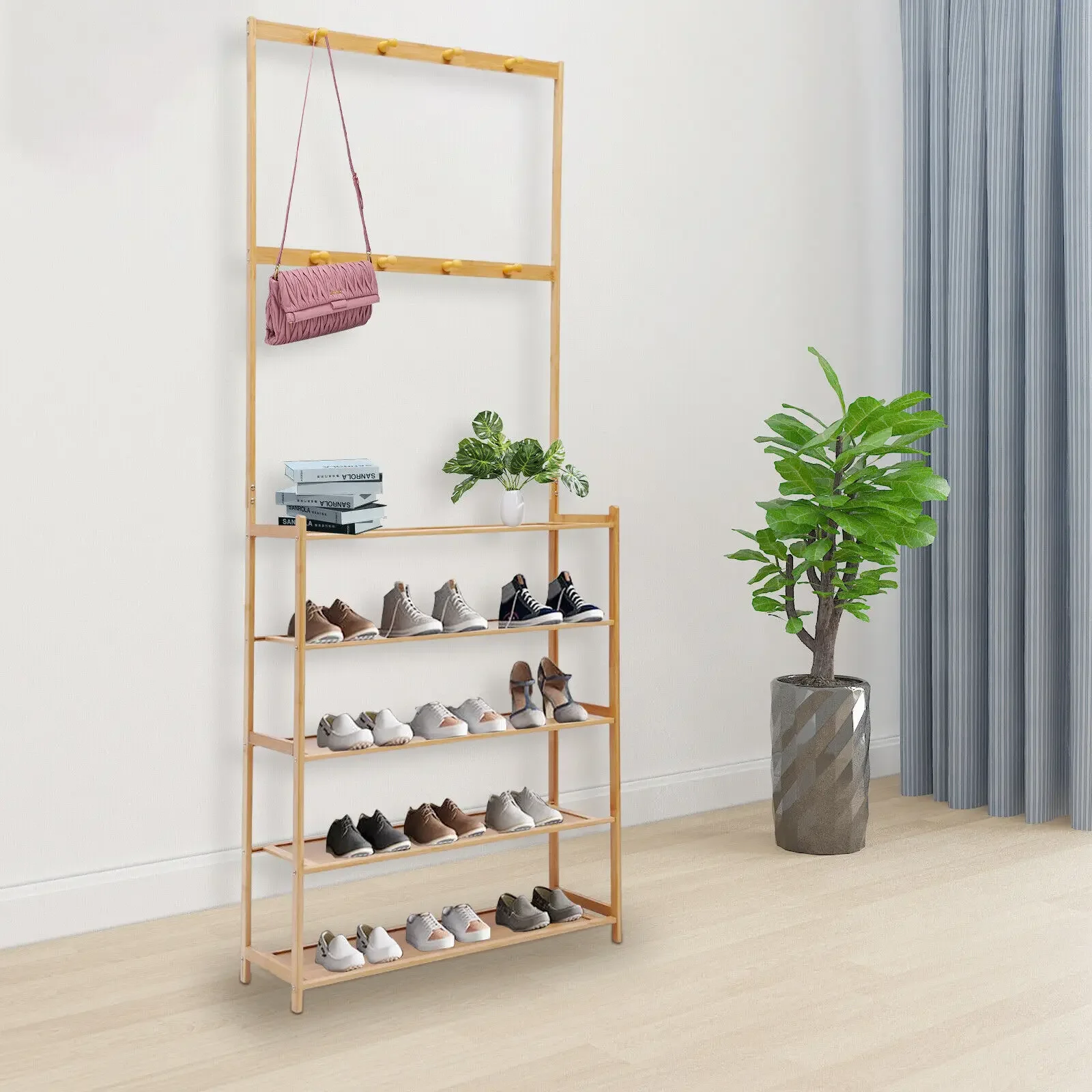 

176x70x23cm Multi-layer Wooden Shoe Cabinet Space-saving Shoes Organizer Shelf Home Dorm Multipurpose Storage Closet Rack