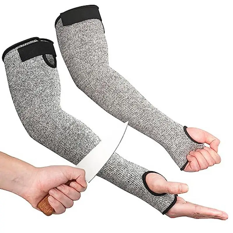 Heat Resistant Sleeves Safety Arm Protection Sleeves Multifunctional Cut Resistant Knit Sleeve With Thumb Hole For Gardening