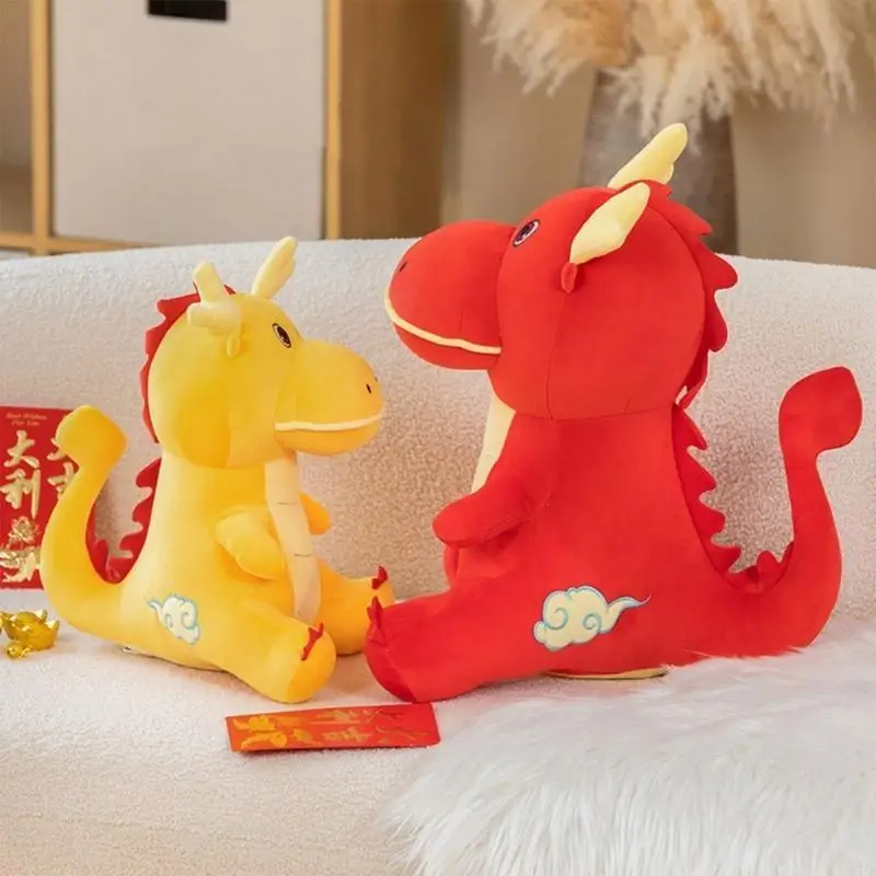 

95AE Plush Dragon Chinese Zodiac Stuffed Doll Decorative MascotDoll New Year Ornament