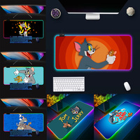 Cartoon T-Tom and J-Jerry RGB Pc Gamer Keyboard Mouse Pad Mousepad LED Glowing Mouse Mats Rubber Gaming Computer Mausepad