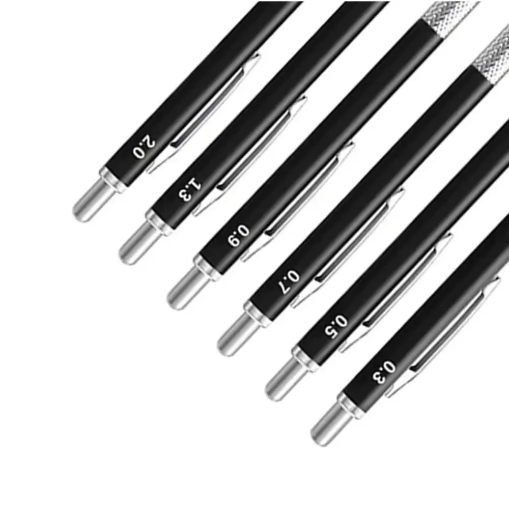 0.3/0.5/0.7/0.9/1.3/2.0MM Mechanical Pencil Metal Drawing Writing Tool Propelling Pencil Sketch Comics Design Movable Pencil