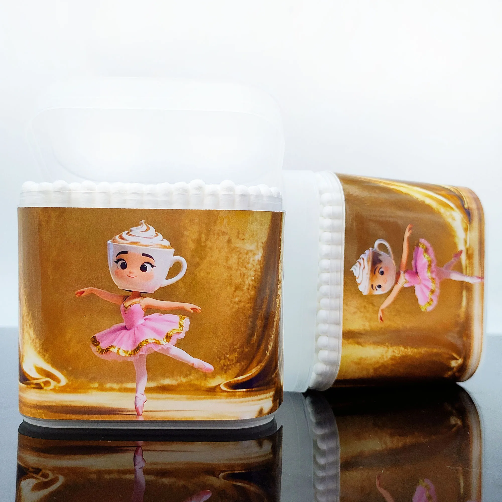 200 pz/400 pz balletto ragazza styling tema batuffolo di cotone multifunzionale a doppia testa cucchiaio a vite batuffolo di cotone bastone.