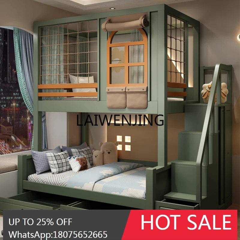 LYN bed double full solid wood bunk princess castle tree house bed can be customized