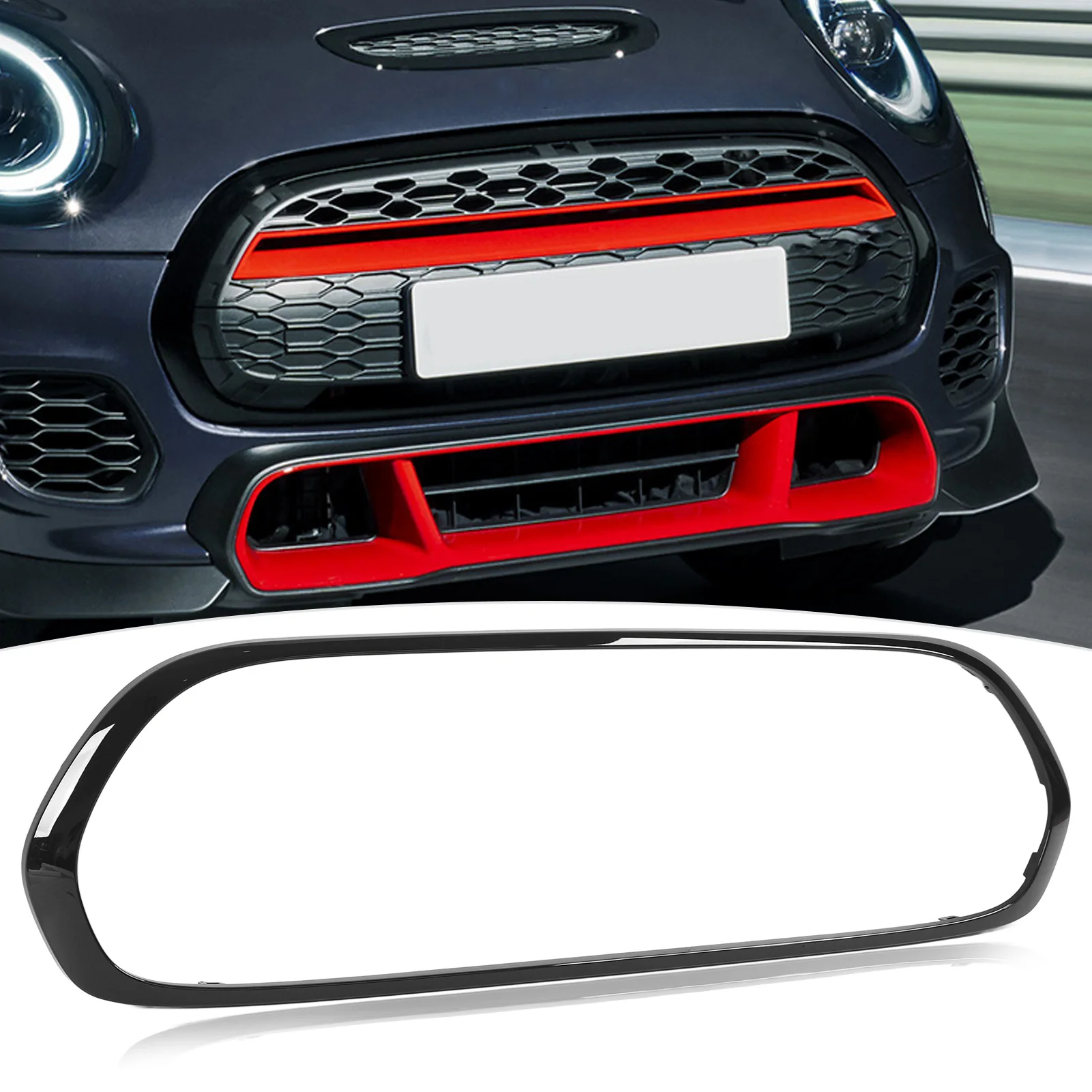 51137449207 Grille Frame Trim Gloss Black Grille Surround Cover Trims Replacement for Mini F55 F56 F57 One Cooper S JCW 2014+