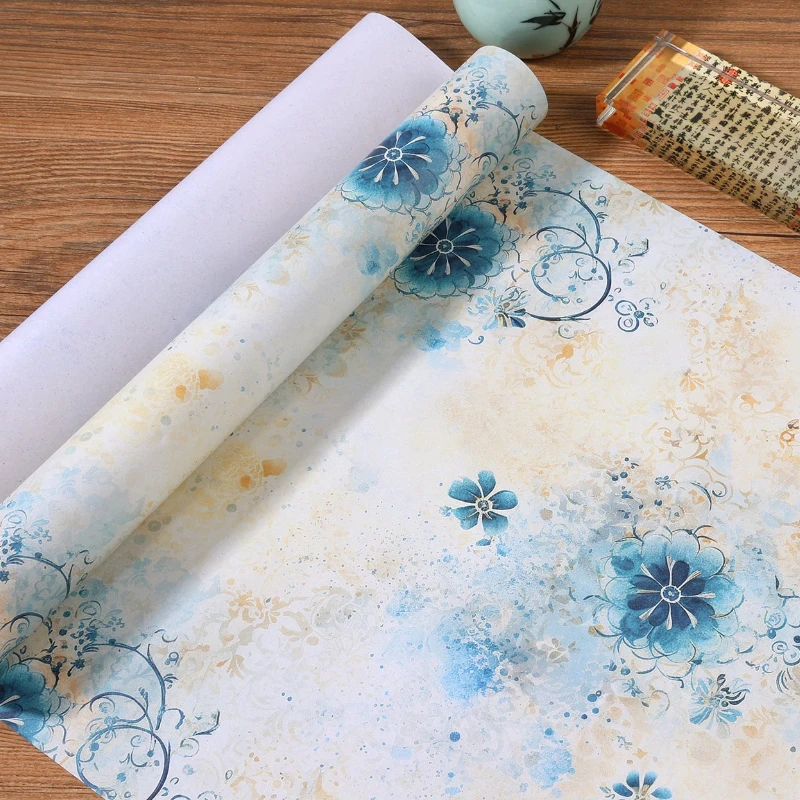 Chinese Style Batik Half Ripe Rice Paper Vintage Long Scroll Traditional Calligraphy Creation Xuan Paper Ink Writing Stationery