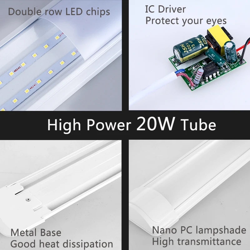 Led Closet Lamp Under Cabinet Light 110V 220V Led Tube Lamp Bar 20W Kitchen Cabinet Led Tube Indoor Lighting For Bedroom Closets