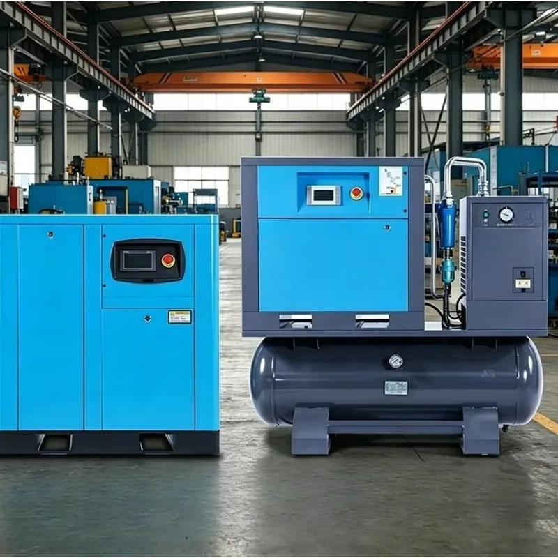 7.5KW 10HP PM VSD Oil-less Lubrication Quiet Operation 3 Phase AC Power Stationary PLC Motor Screw Air Compressor