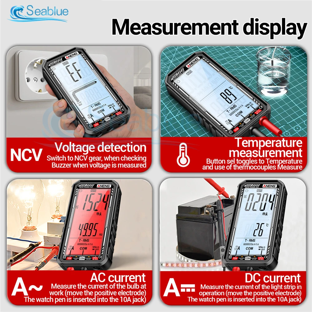 620C Intelligence Multimeter 6000 Counts Meter Digital Built-in Lithium Battery USB Port Charging NCV Detection Test Tools